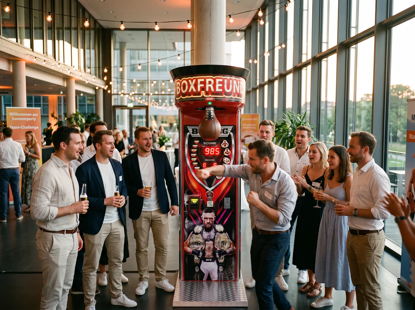 Boxautomat Simple One — Firmenfeier in der Eventhalle